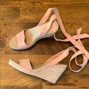Loeffler Randall espadrille wedges pink suede